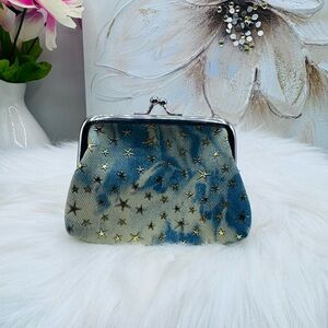 Star Print Blue Jean Coin Purse in light blue Style 2